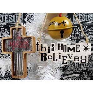 3 Christmas Ornaments NEW Believe The Reason Cross